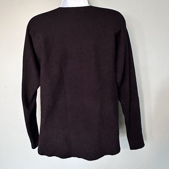 Sioni Milano Sweater Womens L Black Faux Leather Silver Studs Soft Mobwife Edgy - Picture 5 of 8